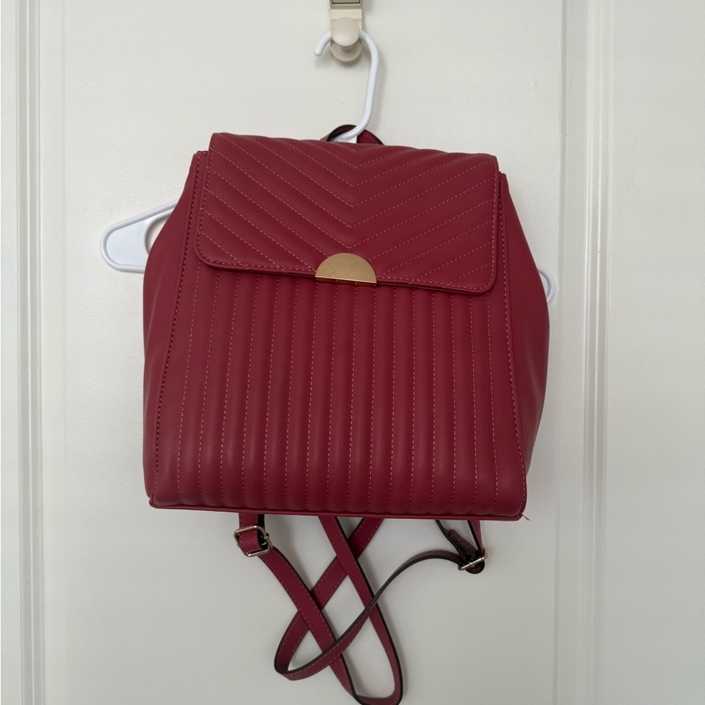 Pink Faux Leather Backpack